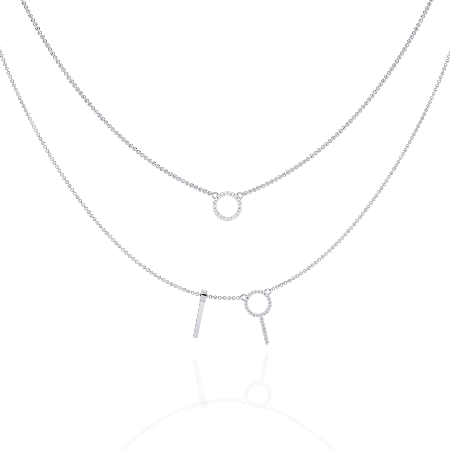 Celestial Duo Circle Diamond Necklace