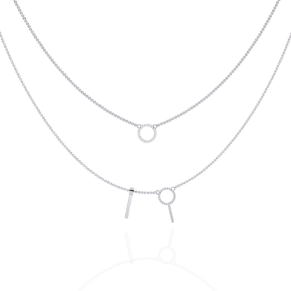 Celestial Duo Circle Diamond Necklace
