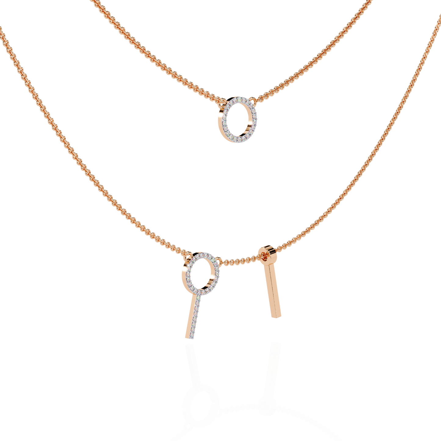 Celestial Duo Circle Diamond Necklace
