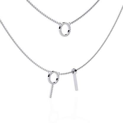 Celestial Duo Circle Diamond Necklace