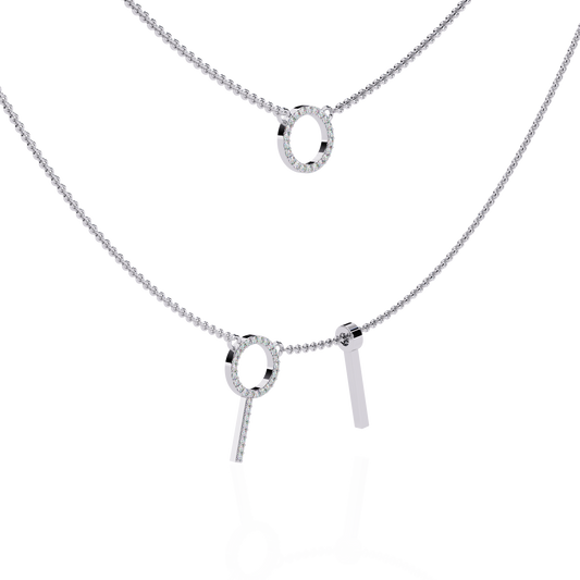 Celestial Duo Circle Diamond Necklace
