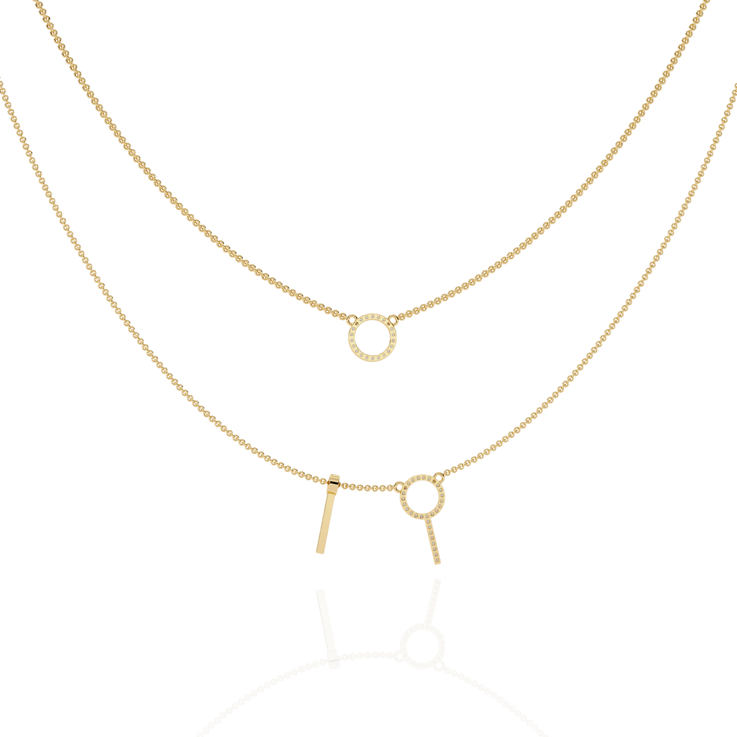 Celestial Duo Circle Diamond Necklace