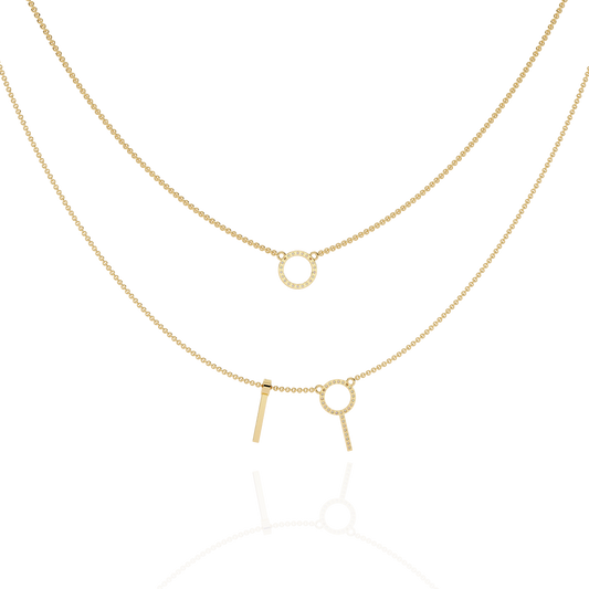 Celestial Duo Circle Diamond Necklace