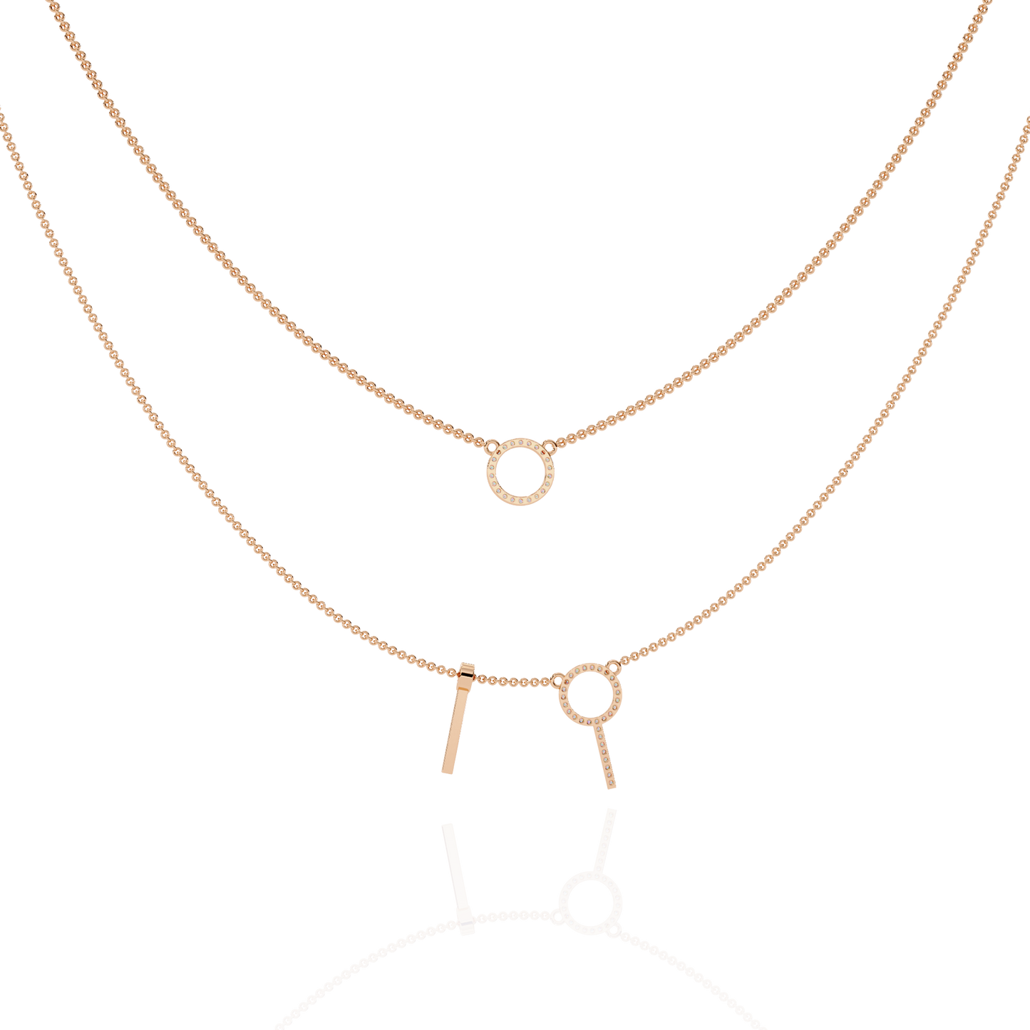 Celestial Duo Circle Diamond Necklace