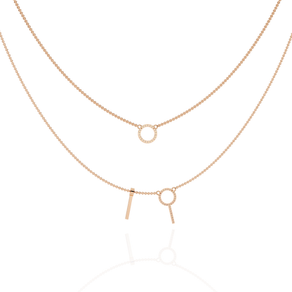Celestial Duo Circle Diamond Necklace