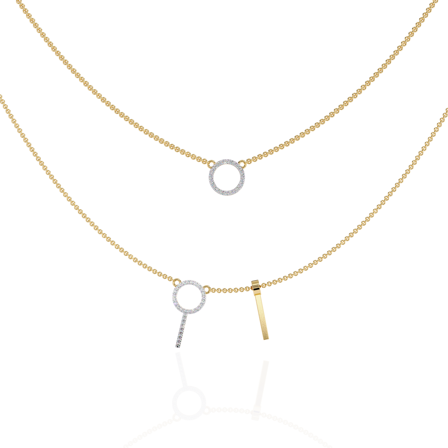 Celestial Duo Circle Diamond Necklace