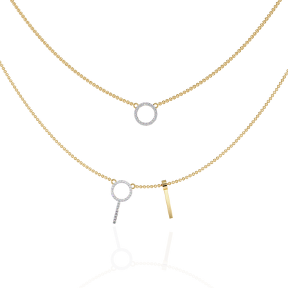 Celestial Duo Circle Diamond Necklace