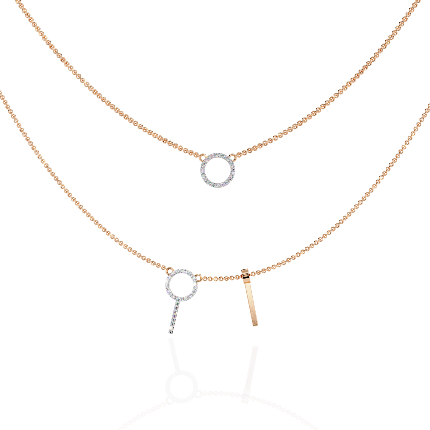 Celestial Duo Circle Diamond Necklace