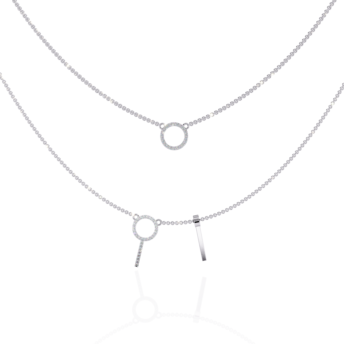 Celestial Duo Circle Diamond Necklace