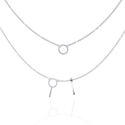 Celestial Duo Circle Diamond Necklace