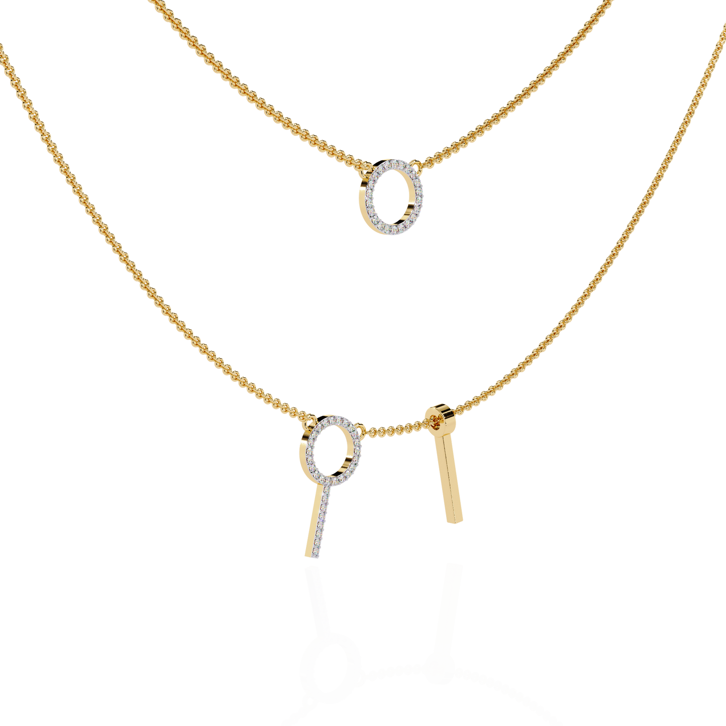 Celestial Duo Circle Diamond Necklace