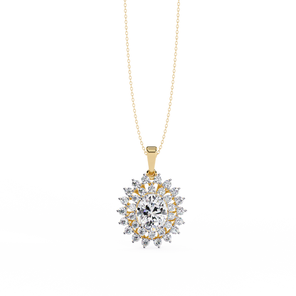 Radiant Bloom Halo Diamond Necklace