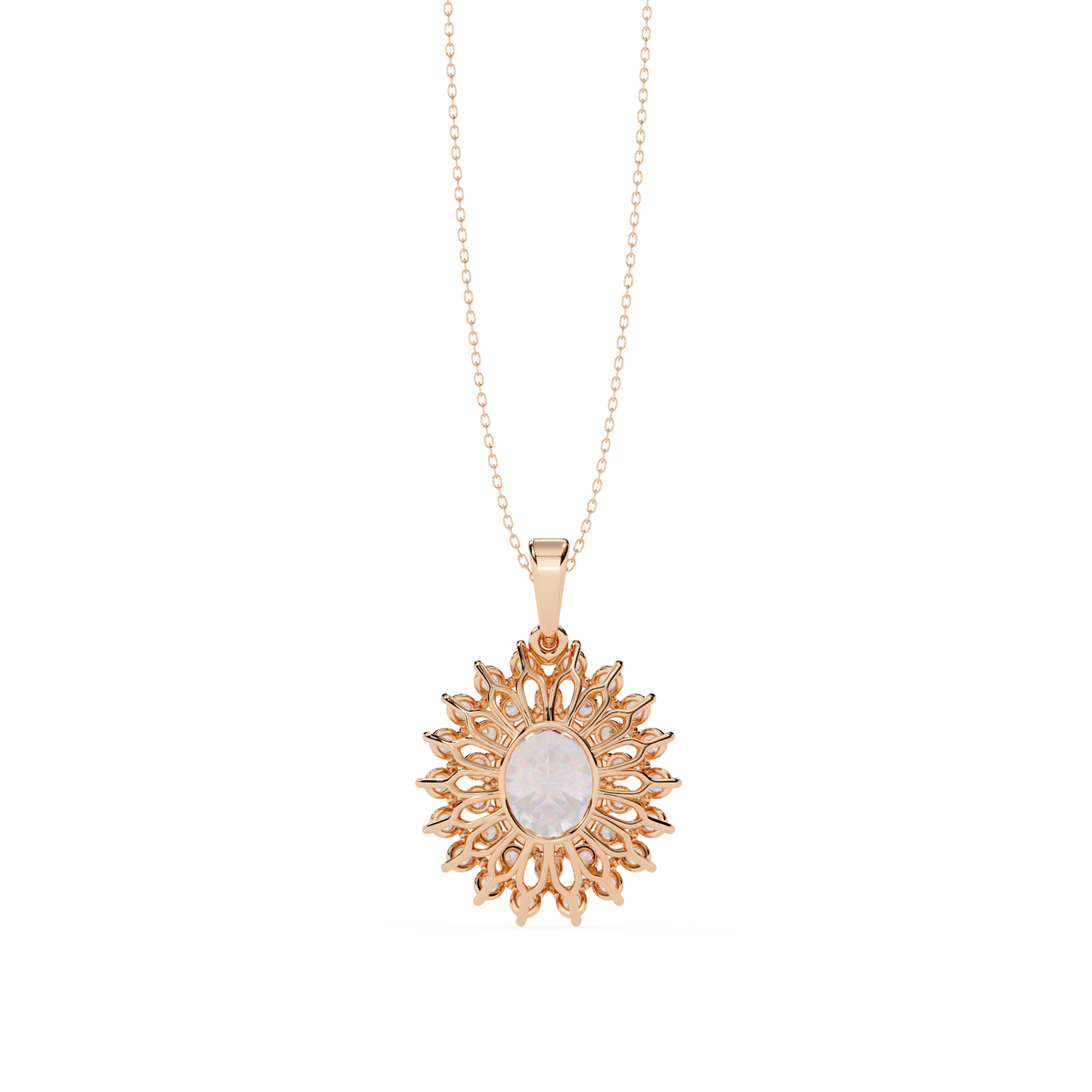 Radiant Bloom Halo Diamond Necklace