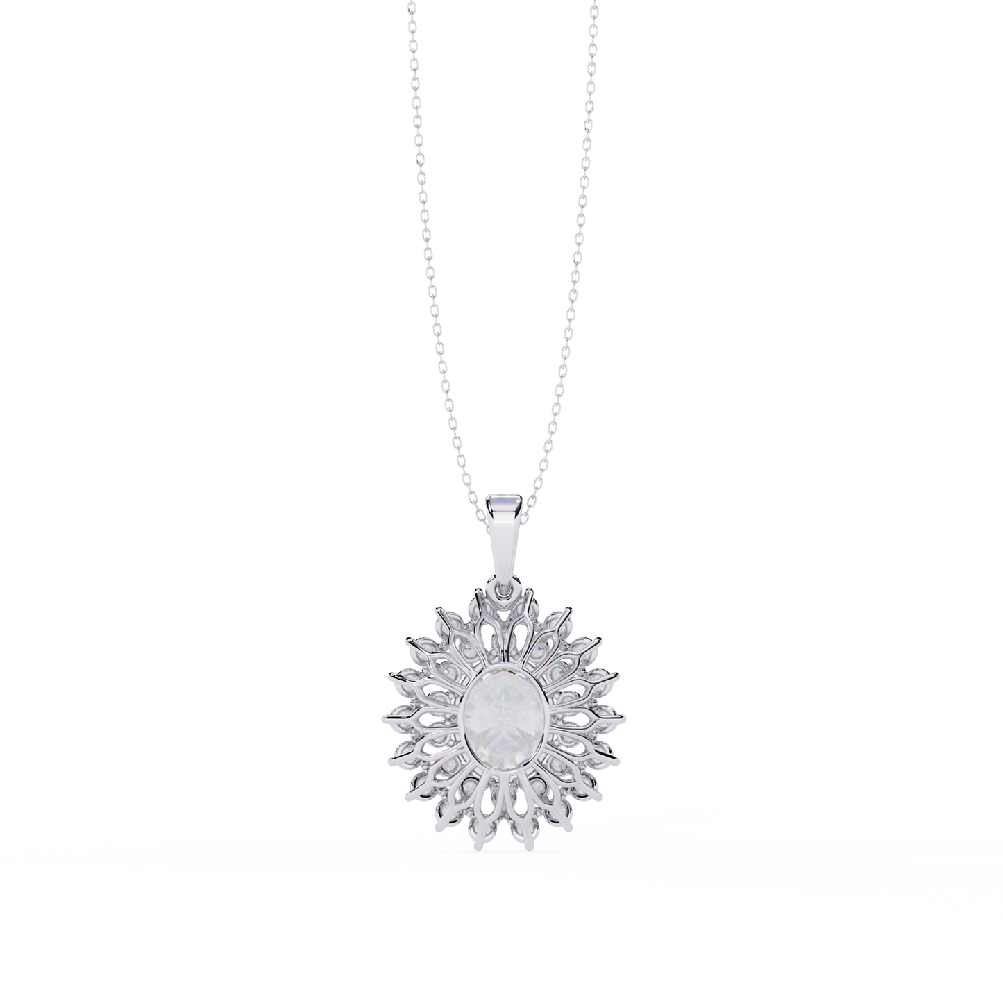 Radiant Bloom Halo Diamond Necklace