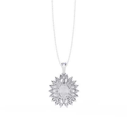 Radiant Bloom Halo Diamond Necklace