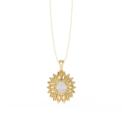 Radiant Bloom Halo Diamond Necklace