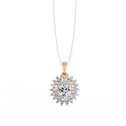 Radiant Bloom Halo Diamond Necklace