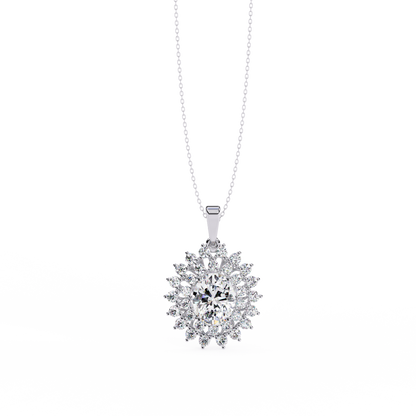 Radiant Bloom Halo Diamond Necklace