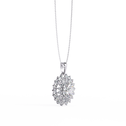 Radiant Bloom Halo Diamond Necklace
