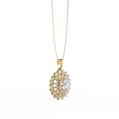 Radiant Bloom Halo Diamond Necklace