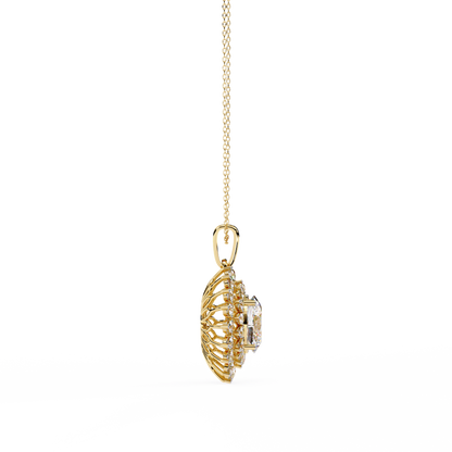 Radiant Bloom Halo Diamond Necklace