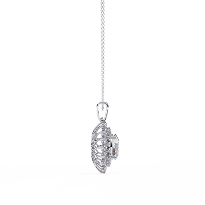 Radiant Bloom Halo Diamond Necklace
