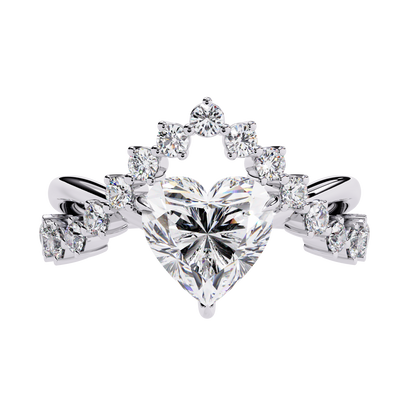Regal Heart Crown Diamond Ring