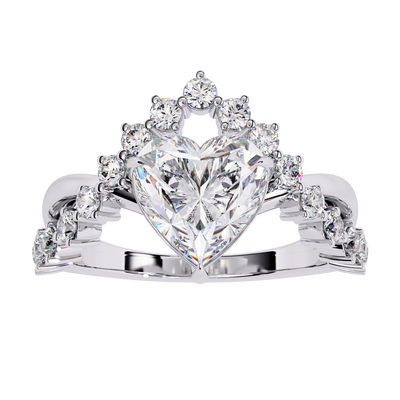 Regal Heart Crown Diamond Ring