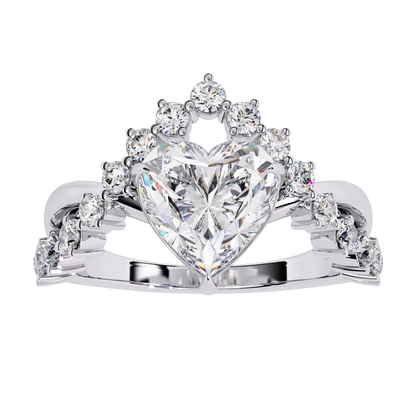Regal Heart Crown Diamond Ring