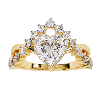 Regal Heart Crown Diamond Ring