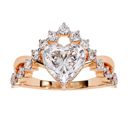 Regal Heart Crown Diamond Ring