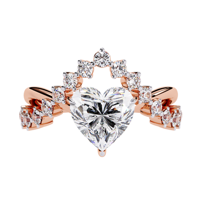 Regal Heart Crown Diamond Ring