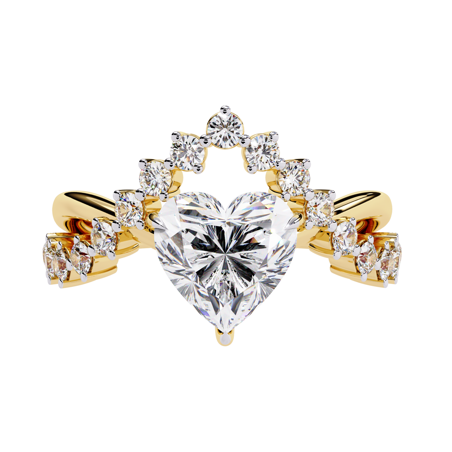 Regal Heart Crown Diamond Ring