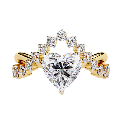 Regal Heart Crown Diamond Ring