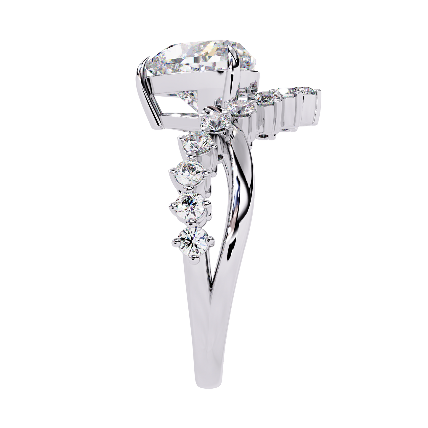 Regal Heart Crown Diamond Ring