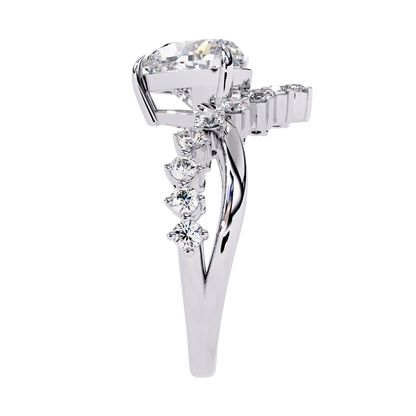 Regal Heart Crown Diamond Ring
