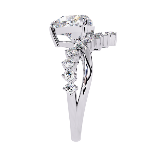 Regal Heart Crown Diamond Ring