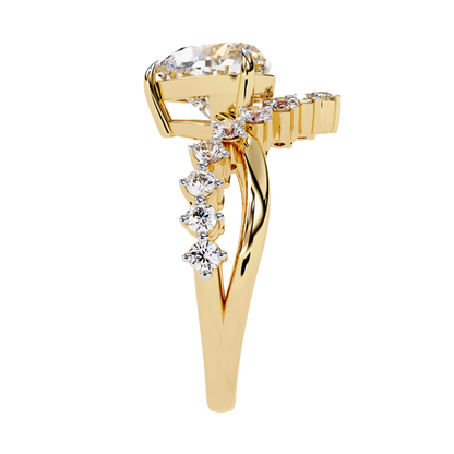 Regal Heart Crown Diamond Ring