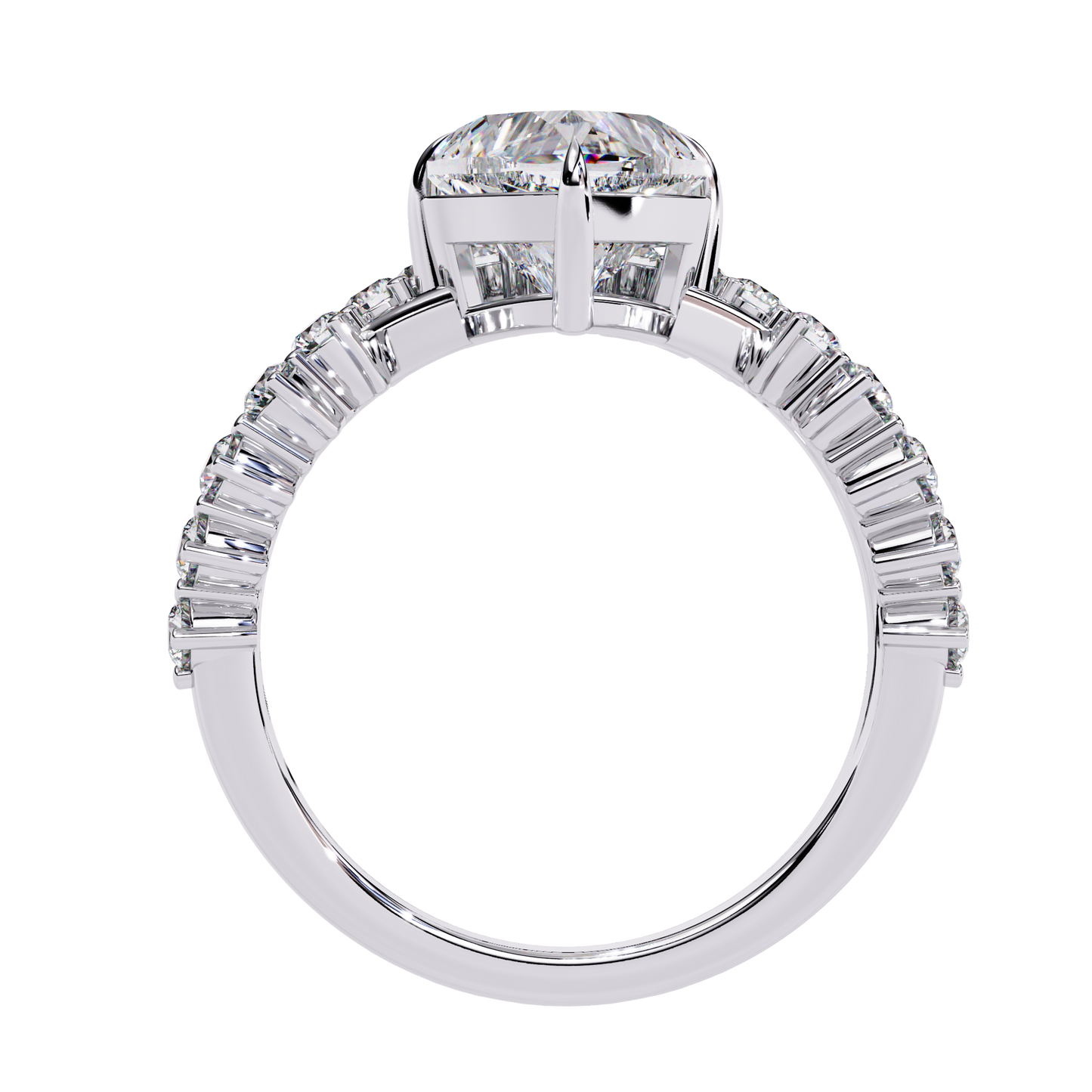 Regal Heart Crown Diamond Ring