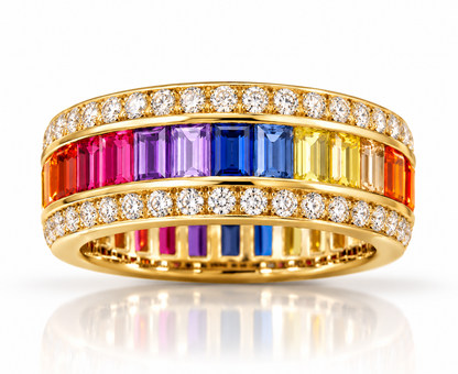 Rainbow Baguette Diamond Eternity Ring