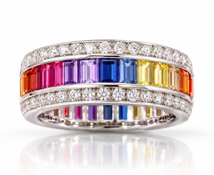 Rainbow Baguette Diamond Eternity Ring