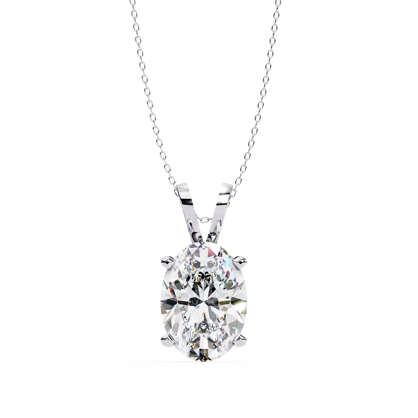 Oval Solitaire Diamond Pendant