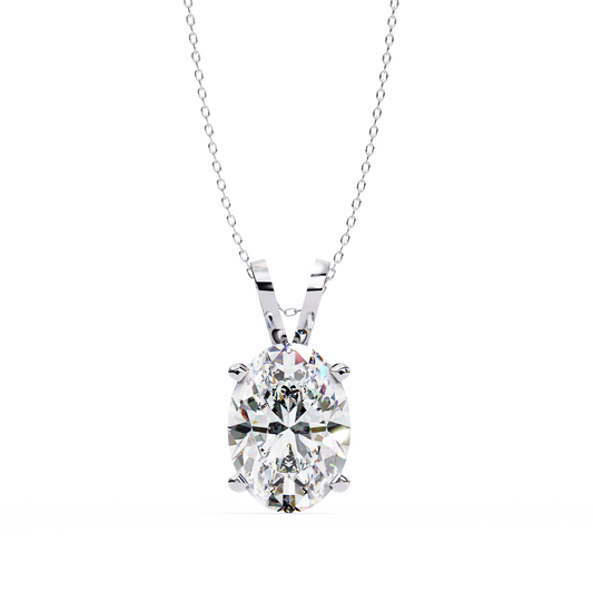 Oval Solitaire Diamond Pendant