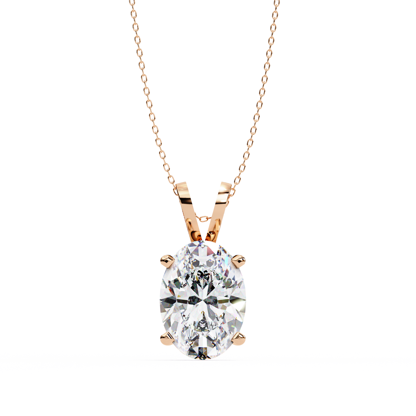 Oval Solitaire Diamond Pendant