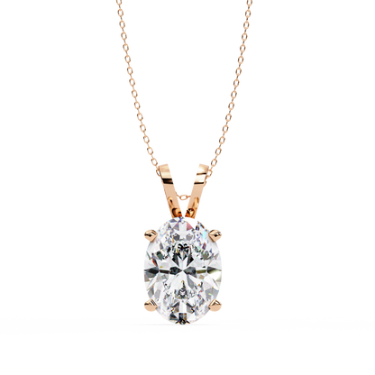 Oval Solitaire Diamond Pendant