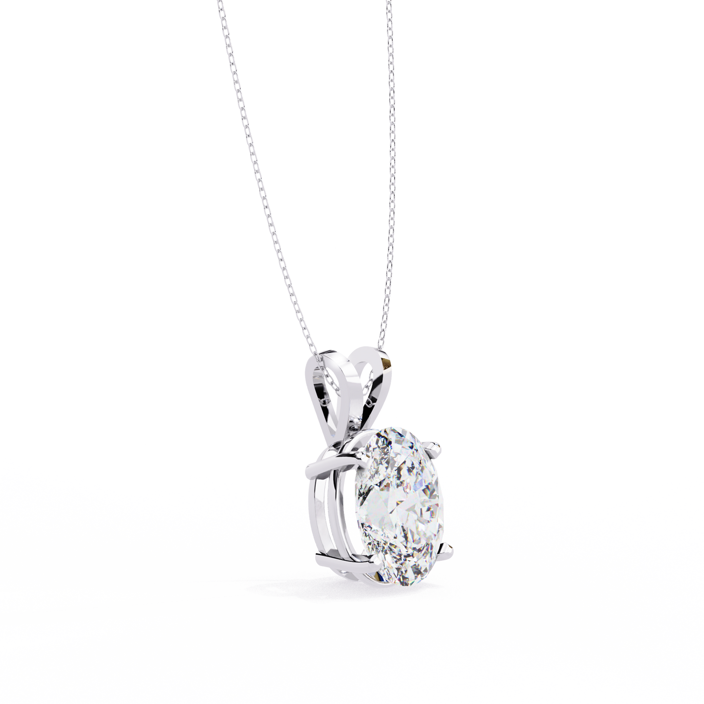 Oval Solitaire Diamond Pendant