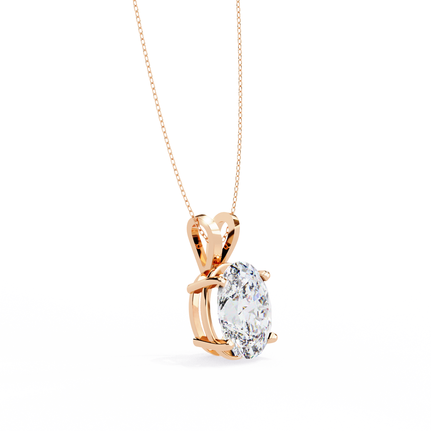 Oval Solitaire Diamond Pendant