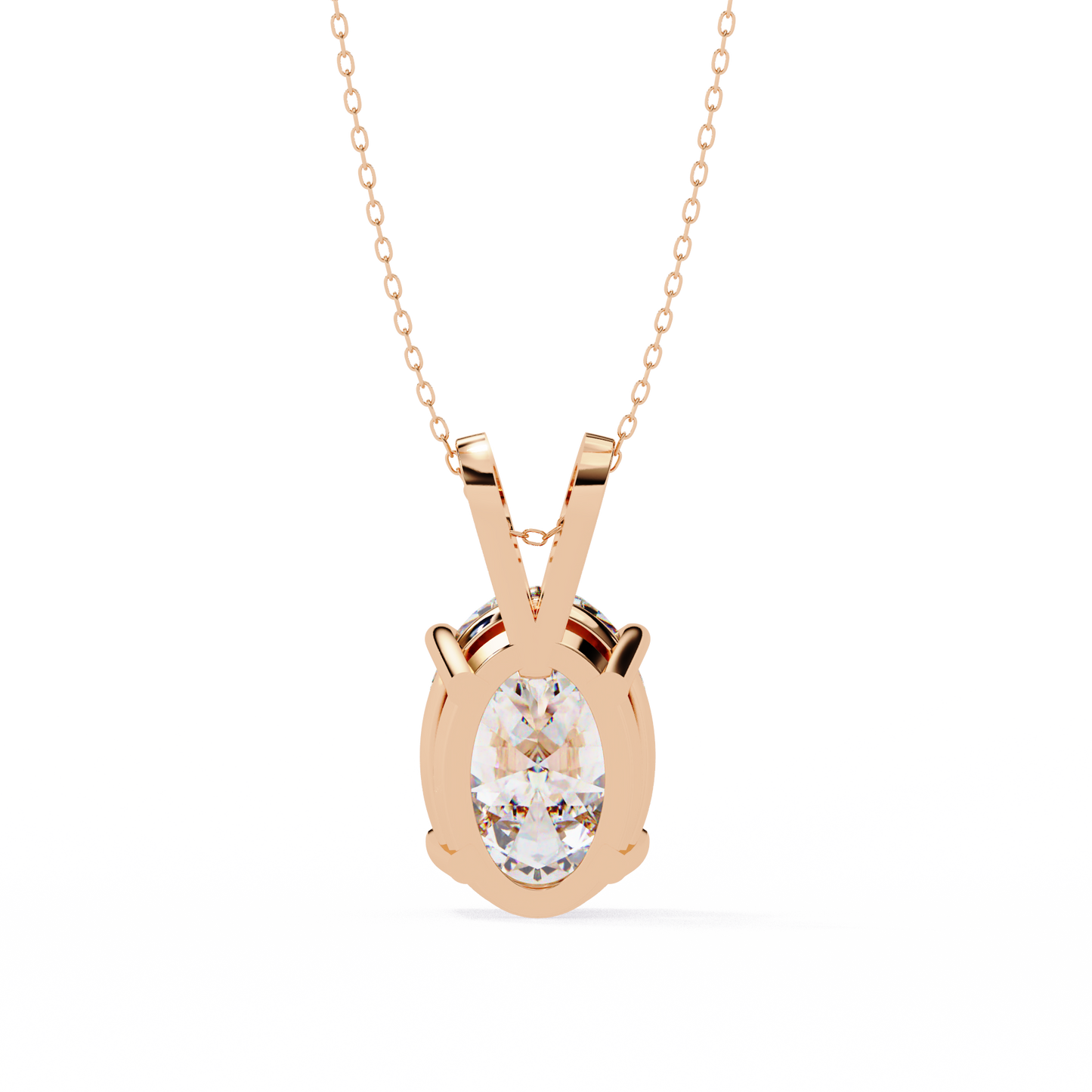 Oval Solitaire Diamond Pendant