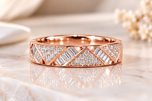 Geometric Diamond Band Ring