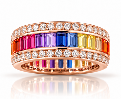 Rainbow Baguette Diamond Eternity Ring